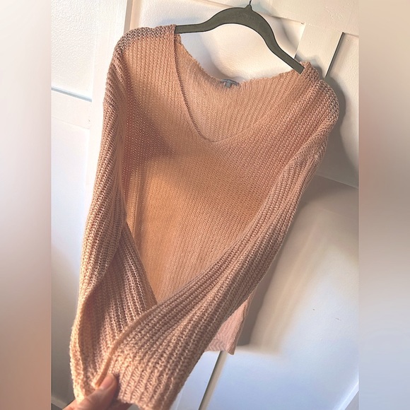 Sweaters - Charlotte Russe women’s medium distressed nude pink off shoulder knit sweater